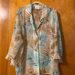 Alfred Dunner Shear Blouse with ruffle sleeve